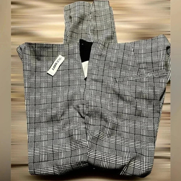 🆕 Old Navy Black White Plaid Skinny Leg  Stretch Waist Side Zip Pants  Size 18 - Picture 5 of 8